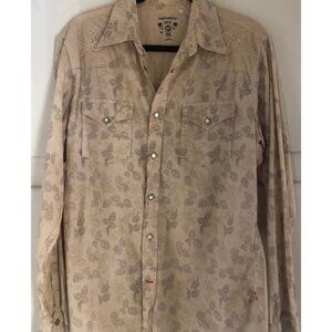 Guess floral patterned diamond pearl-snap with embroidery (medium; 100% cotton)